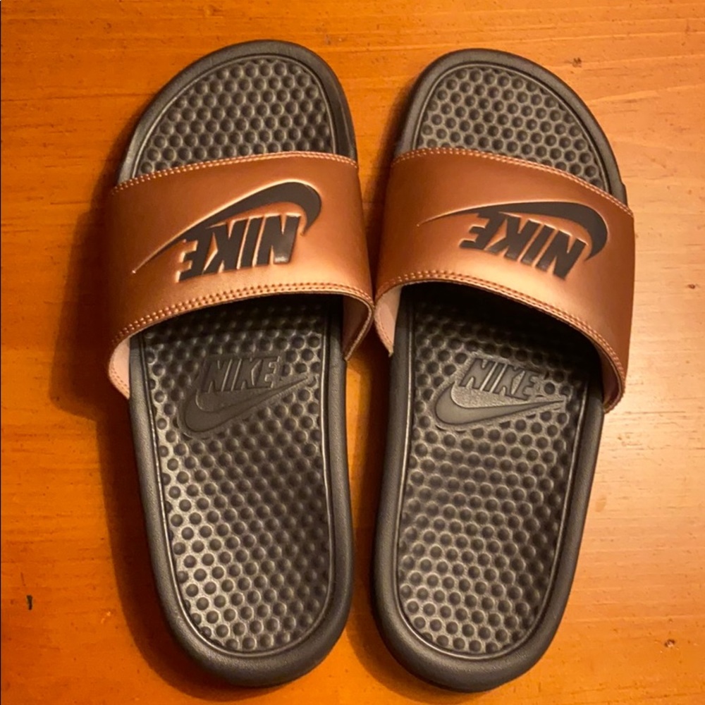 Rose Gold Nike Slides